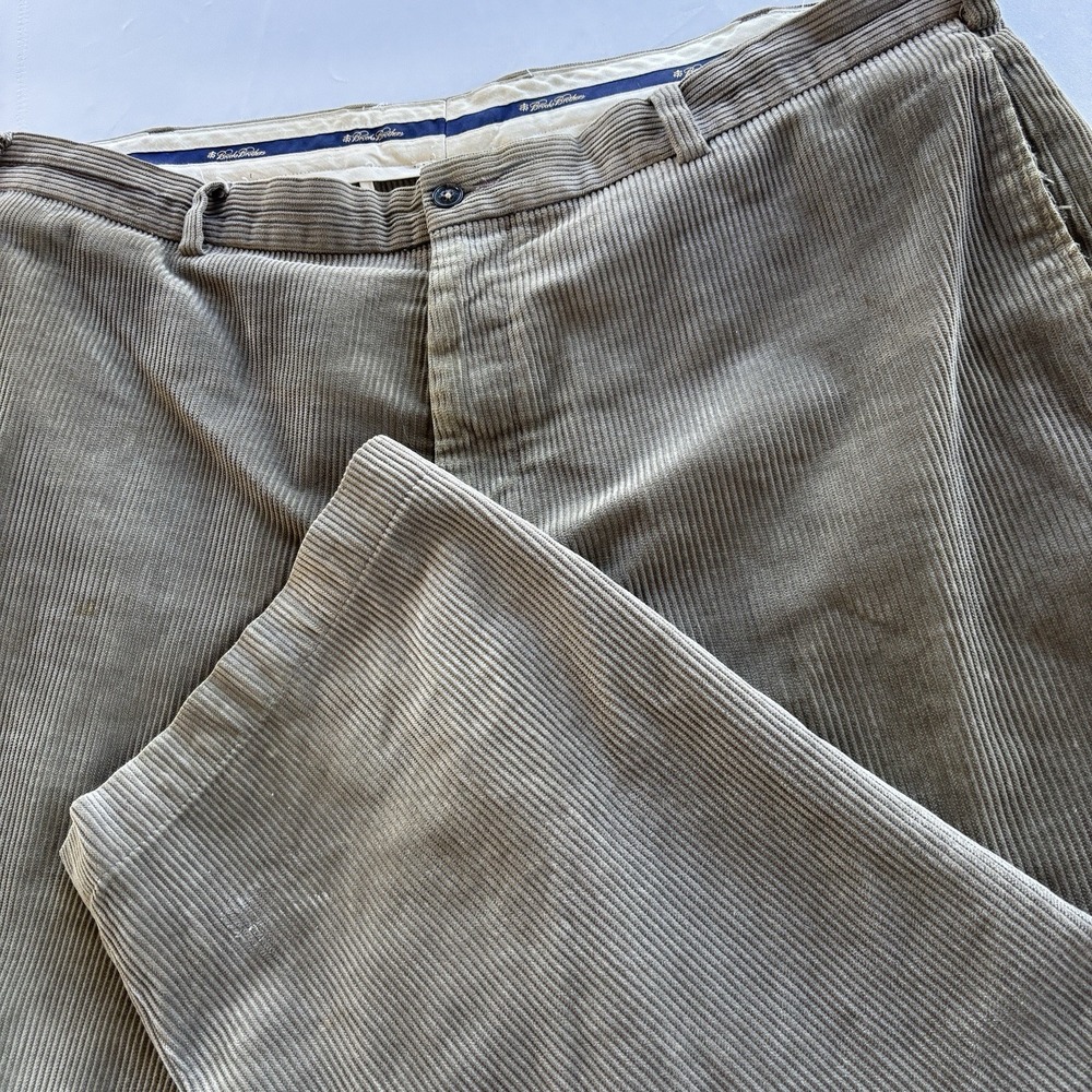 Brooks Brothers Hudson Mens Corduroy Pants W42 L32 Taupe Made Hong Kong